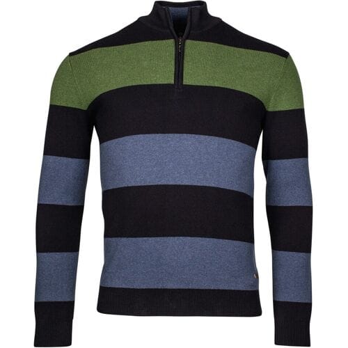 Baileys Trui Half Zip Yarn Dyed Stripe Cotton Groen / male