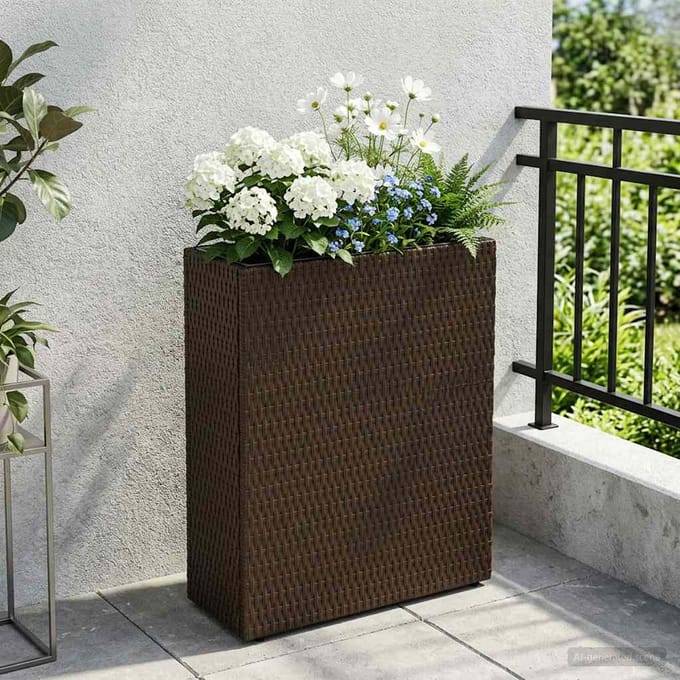 vidaXL Hoge Plantenbak Bruin 55 x 22 x 70 cm poly rattan