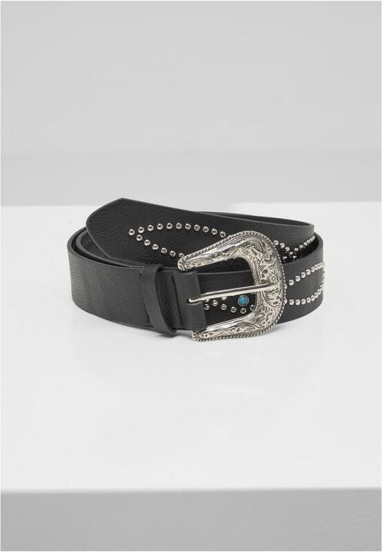 Urban Classics Synthetic Leather Western Rivet Belt Unisex Riem - zwart - S-M