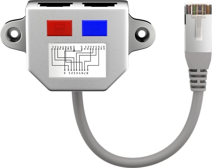 Goobay Kabelsplitter (Y-adapter), Ethernet/ISDN-bedrading, 1x 8-polige naar 2x 4-polige