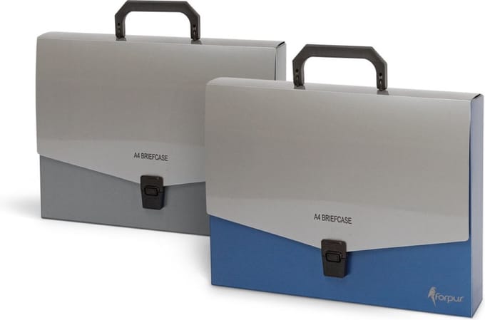 BRIEFCASE DOCUMENTENMAP VOORORDNER PLASTIC FORPUS GRIJS AFSLUITBAAR GESP