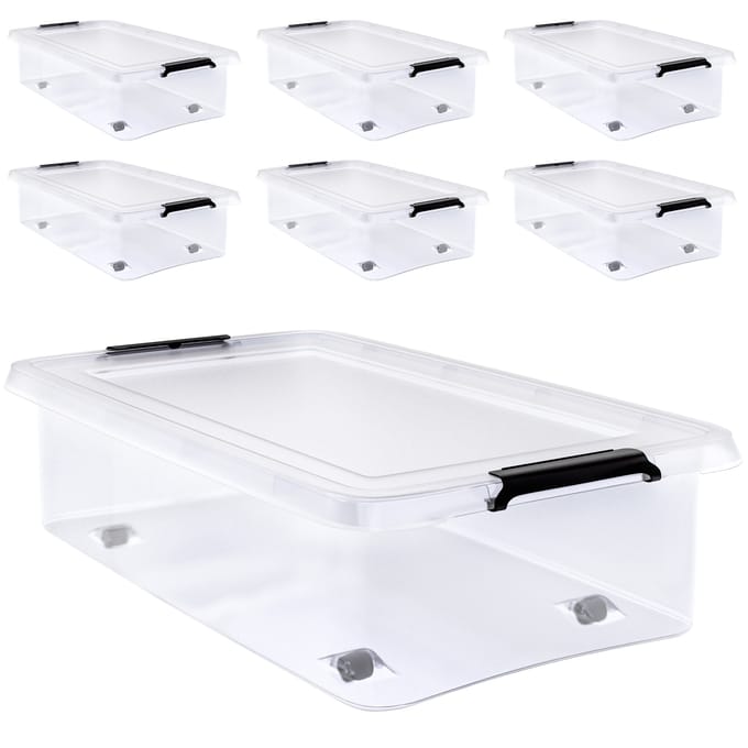 Deuba Opbergbox - Set van 6 Kunststof 30L 58x39x16,5cm - Transparant