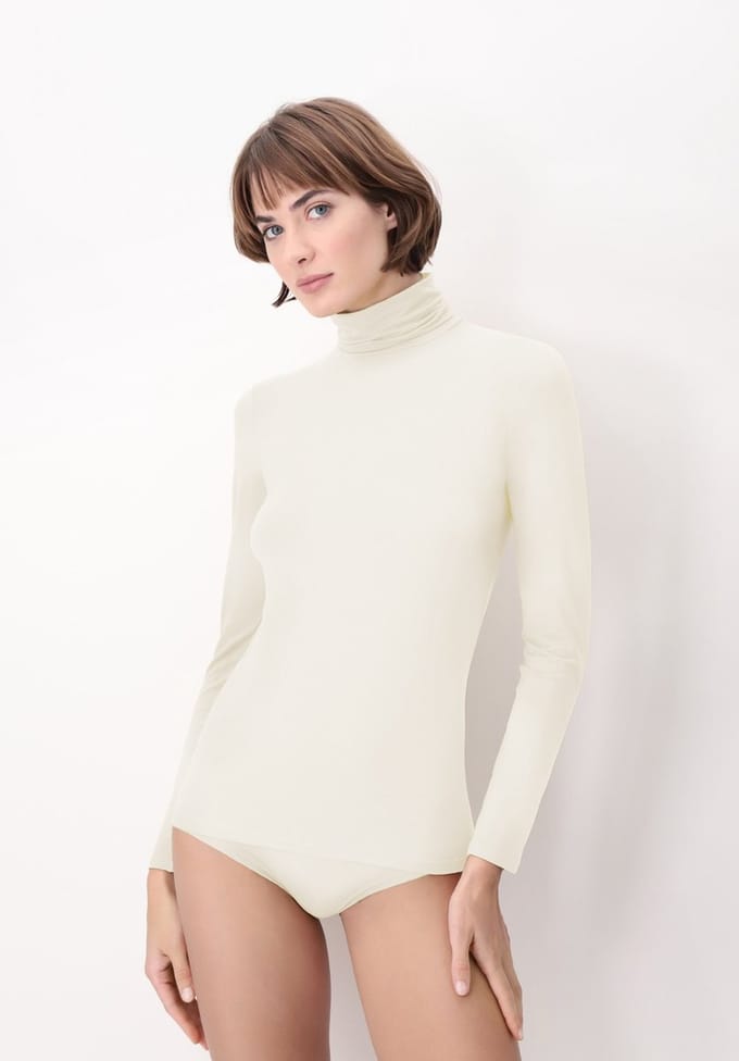 Oroblu Perfect Line Modal - Turtle Neck Long Sleeve - Kleur Wit - Maat M