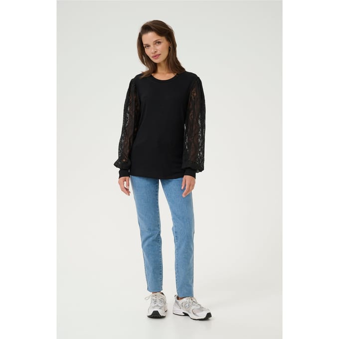 Blouse met lange mouwen Regular fit Black