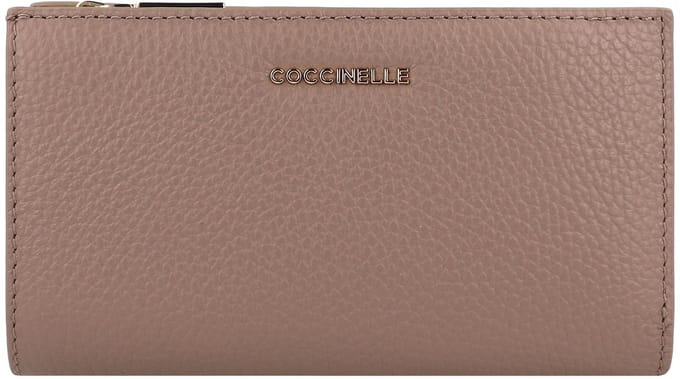 COCCINELLE Leren portemonnee Metallic Soft Wallet Warm Taupe