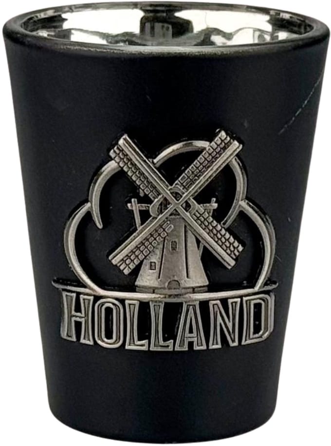 Shotglas - Holland Molen Metaal - Zwart-Zilver