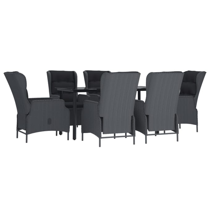 vidaXL - 7-delige - Tuinset - poly - rattan - donkergrijs