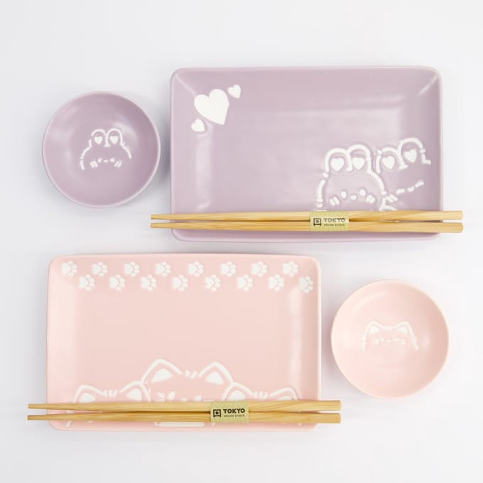 Sushiset voor 2 Personen – Tokyo Design Studio – Kawaii Rabbit Cat Roze