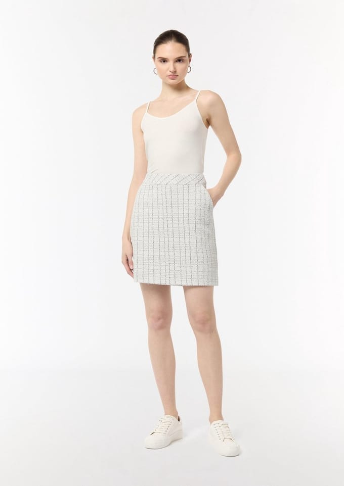 comma - female - Bouclé jersey rok met metallic garen
