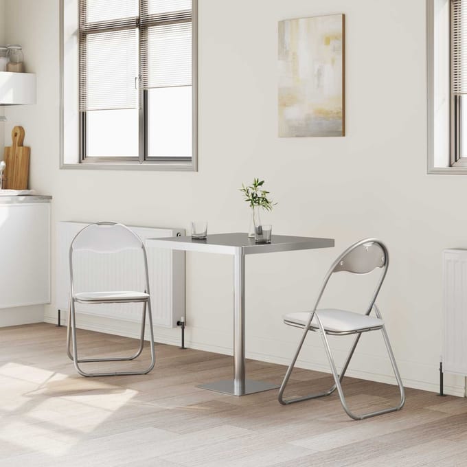 vidaXL - Inklapbare - stoel - 2 - st - Kunstleer - Wit - en - Grijs - 48 - x - 43,5 - x - 81 - cm