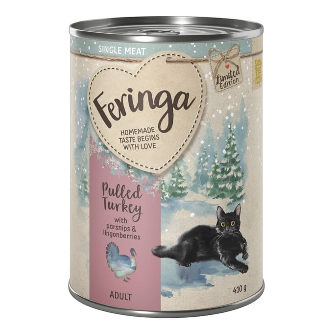 Limited Edition: Feringa Single Meat Wintermenu Pulled Turkey met Pastinaak Kattenvoer 12 x 410 g