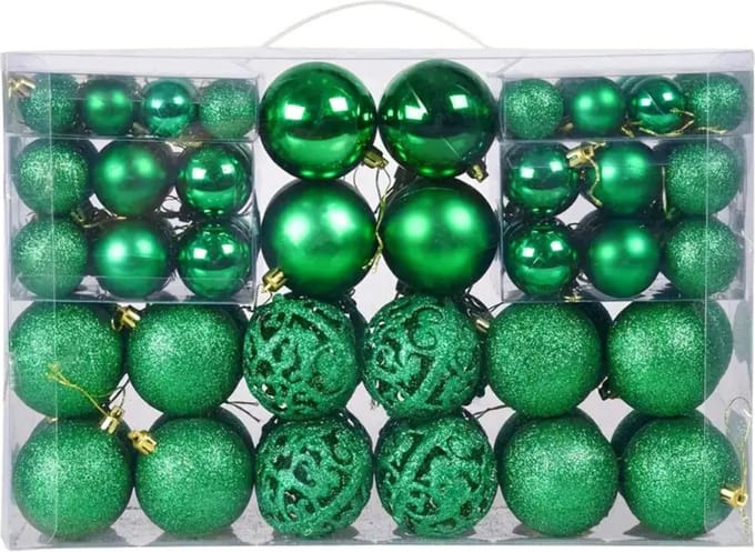 Nivard Kerstballen - Kerstversiering - Plastic - Groen - Kerstballenset - 100 stuks