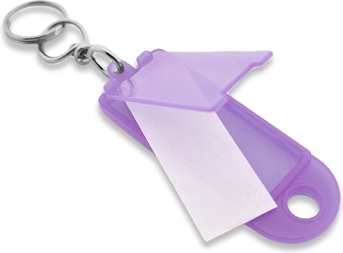 Openklapbare sleutellabels lila 60x22mm - 100 stuks