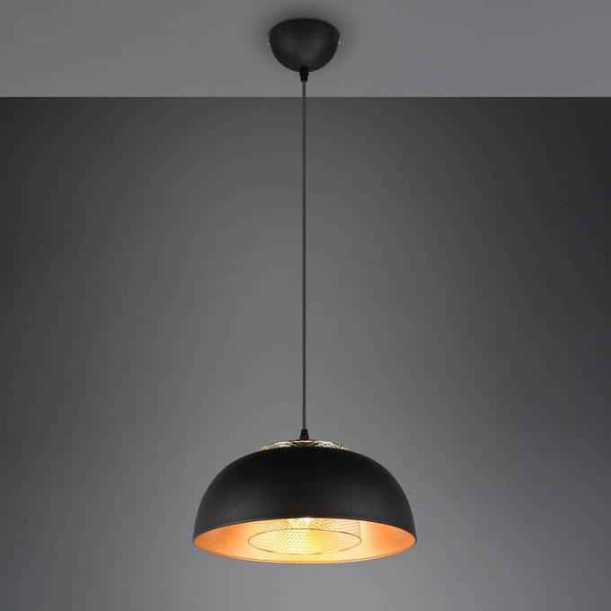 Reality Leuchten Punch hanglamp zwart/goud 1-lamp Ø 35 cm