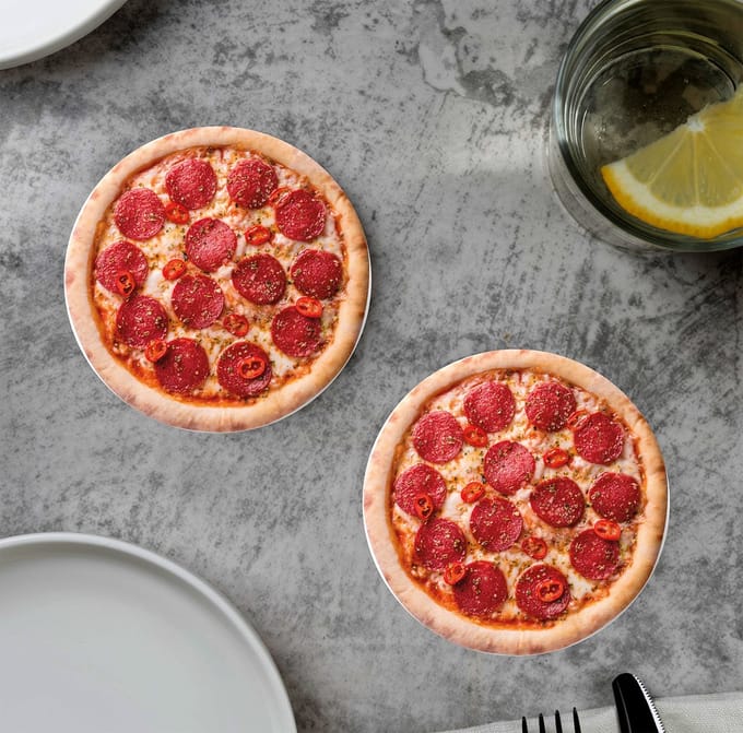 GR onderzetters voor glazen - Pizza Salami - Vinyl - 6st