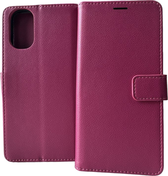 Portemonnee Bookcase Hoesje Geschikt voor: Motorola Moto E32 / E32s - Donker roze