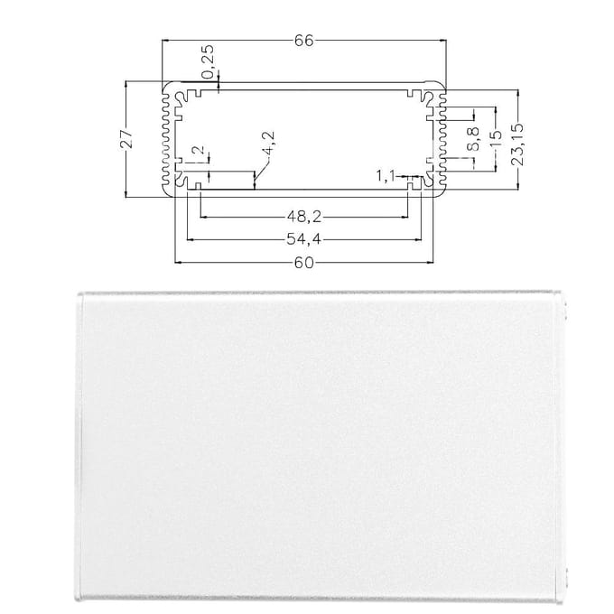 Geïntegreerde Aluminium Koelbehuizing Elektronische Doos voor Printplaat GPRS 27x66x100mm