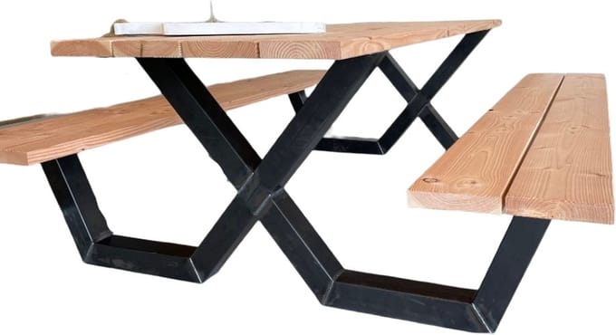 Rockwood® Rolstoel Picknicktafel Cross Over 250cm (6,5cm dikte) 2.50m Exclusief afgeronde hoeken