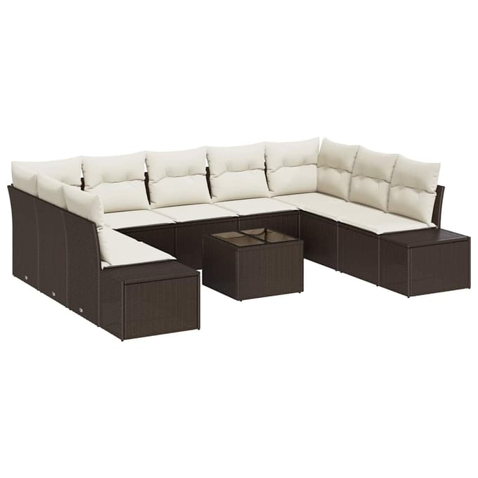vidaXL Tuin Sofa Set 10 st Bruin poly rattan