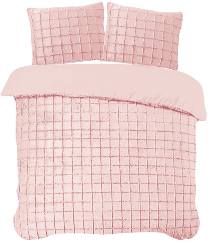 iSleep Dekbedovertrek Rabbit Check - Eenpersoons - 140x200/220 cm - Roze