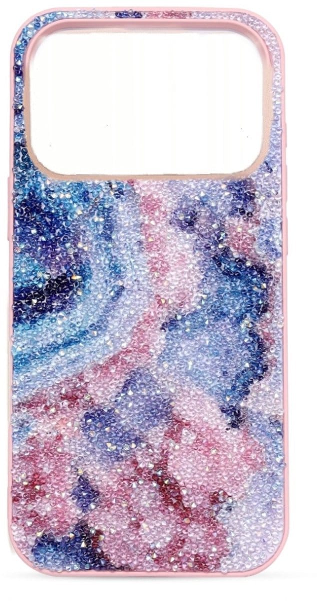 Cityhoesje - Backcover - iPhone 17 Pro Max - Marmer Glitter - Blauw Roze