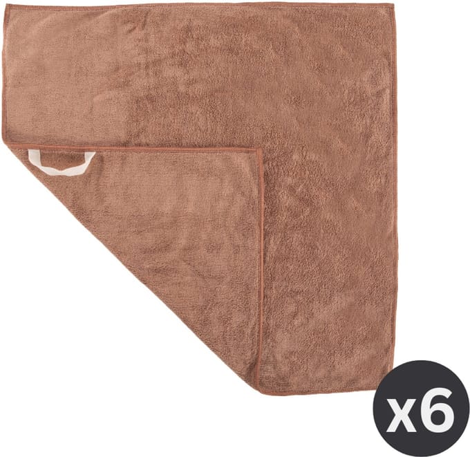 Tiseco - Handdoek ESSENTIALS - SET/6 - Microvezel - 50x50 cm, cognac