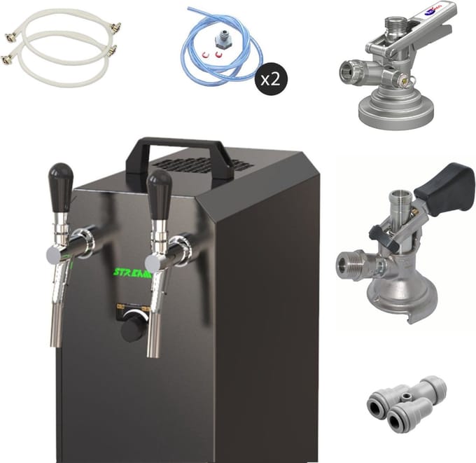 Complete set - Biertap - STREAM 50K - 2-lijns, tot 55 liter/uur - met Fustkoppeling KeyKeg, Type M