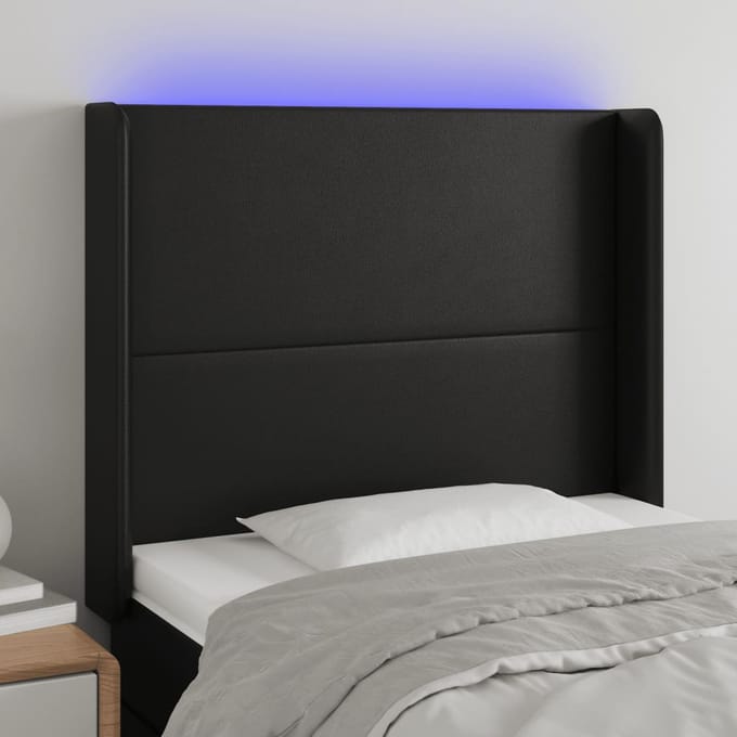 vidaXL - Hoofdbord - LED - 103x16x118/128 - cm - kunstleer - zwart