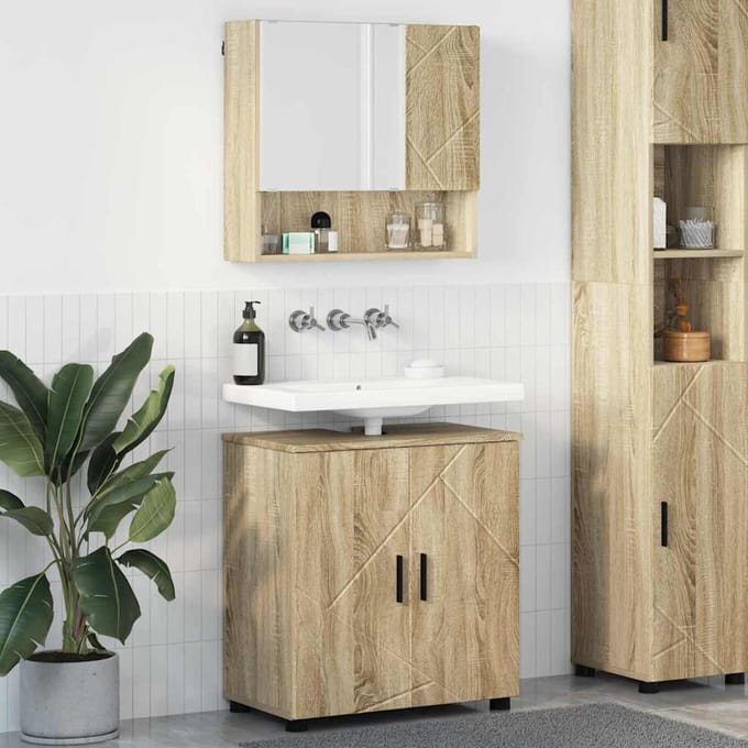 vidaXL - Badkamermeubel - Set - 2 - st - Sonoma - Eik - 61 - x - 35 - x - 64 - cm