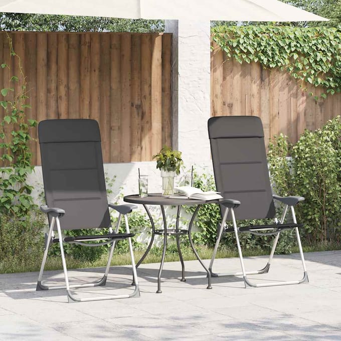 vidaXL - Campingstoelen - 58x69x111 - cm - aluminium - grijs - 2 - st