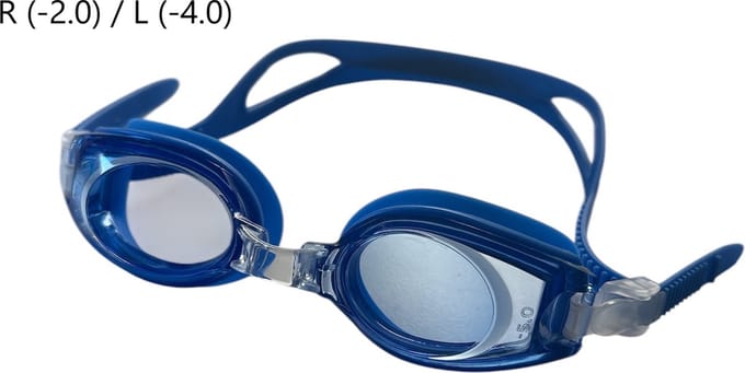 Kinderzwembril op sterkte - R (-2.0) / L (-4.0) - Blauw