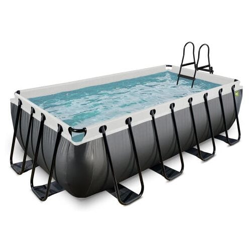 EXIT Black Leather Frame Zwembad 400x200x100cm - Opzetzwembad - met Filterpomp - Rechthoekig - Zwart