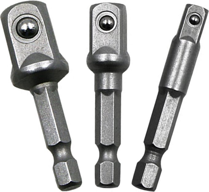 Schroefdop - Bithouderset - Bitadapter - Bitkoppeling - dophouder - Staal - 3 delig - 3 maten - Universeel - Boorkophouder - bitdrager
