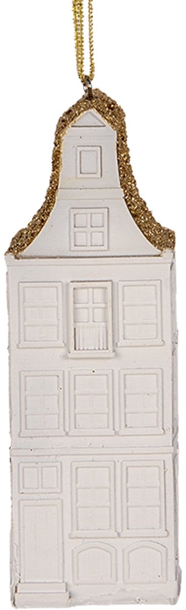 Clayre & Eef Kersthanger Huis 11 cm Wit Kunststof