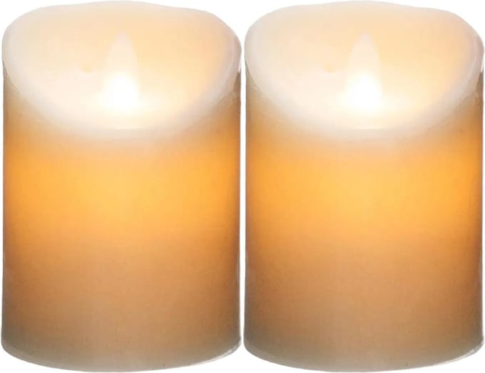 Atmosphera Led stompkaarsen - 2x stuks - Warm licht - Wit