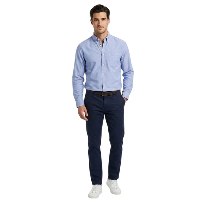 Boss Heren-Oxfordoverhemd met normale pasvorm en knoopsluiting (Blauw)