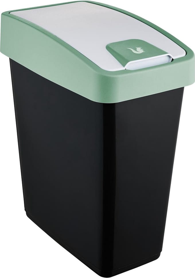Keeeper - Afvalbak - Met Flip Deksel 47x39x24 - 25 L - Zwart/groen
