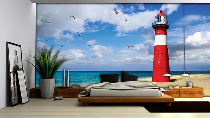 Lighthouse Beach Photo Wallcovering