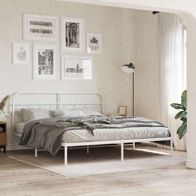 vidaXL - Vervangend - hoofdbord - 193 - cm - metaal - wit