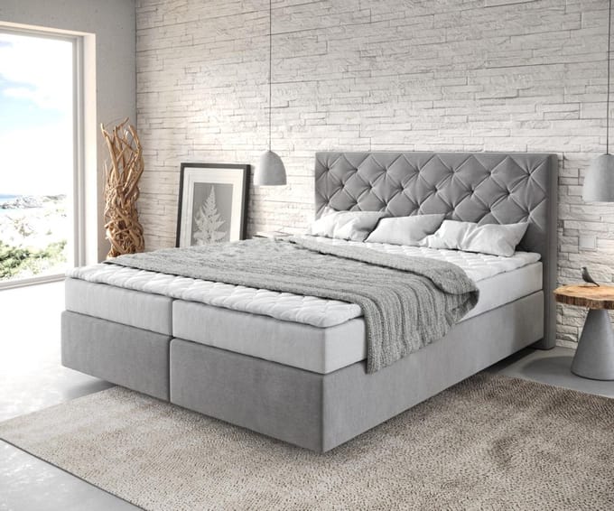 Boxspringbed Dream-Great microvezel grijs 160x200 met matras en topper