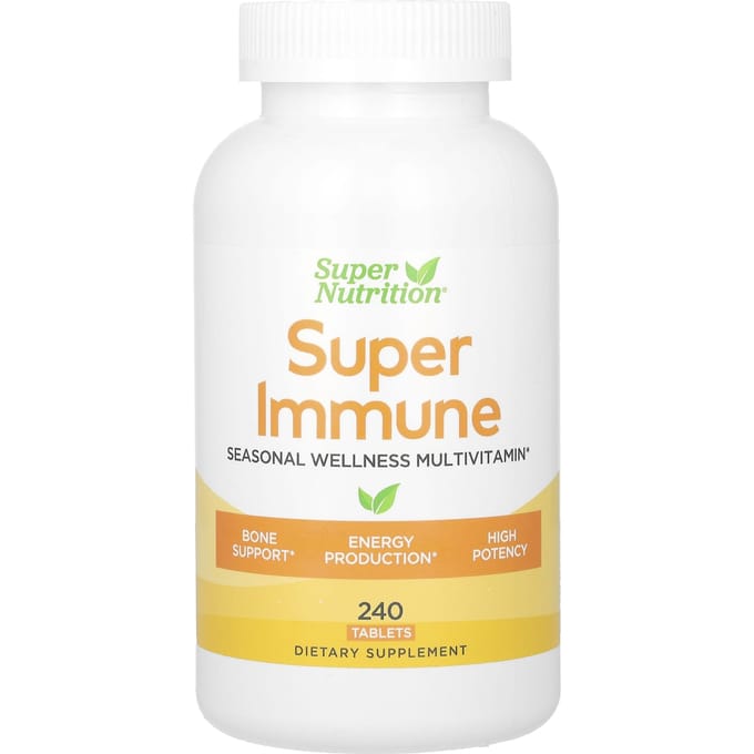Super Nutrition, Super Immunité, multivitamine renforçant l'immunité, contenant du glutathion, 240 comprimés