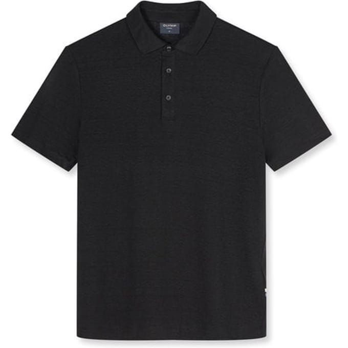regular fit poloshirt van mix van linnen en elastaan