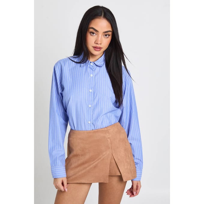 boohoo Dames Faux Suede Mini Skort | Tan | Maat: 8