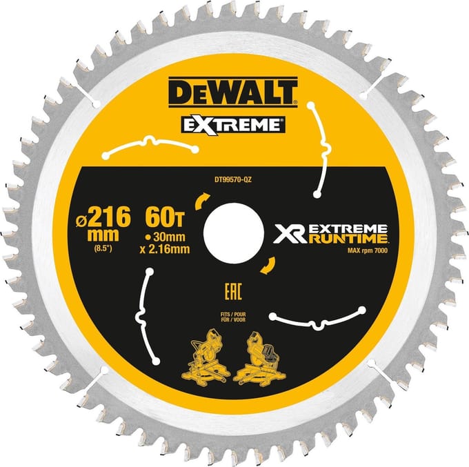 DEWALT DT99570-QZ Cirkelzaagblad 216 mm 1 stuk(s)
