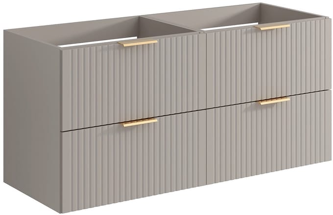 Vente-unique Geribbeld hangmeubel onder wastafel - Beige - L120 cm - ZEVARA