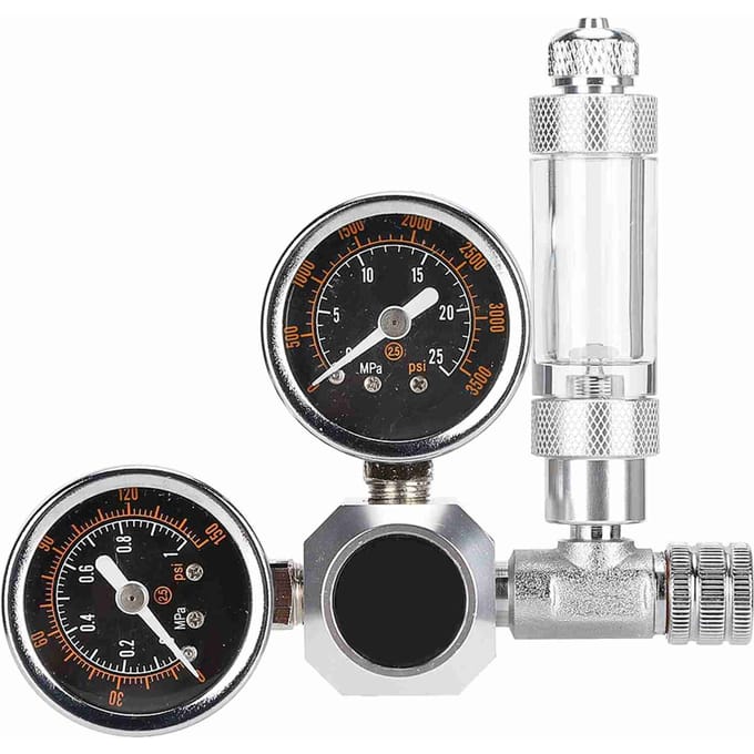 CO2 Regulator Aquarium Dubbele Manometer Weergave met Bellenteller en Terugslagklep(G5/8) black