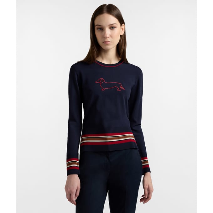 Crewneck mesh met maxi rok vrouw blauw marine
