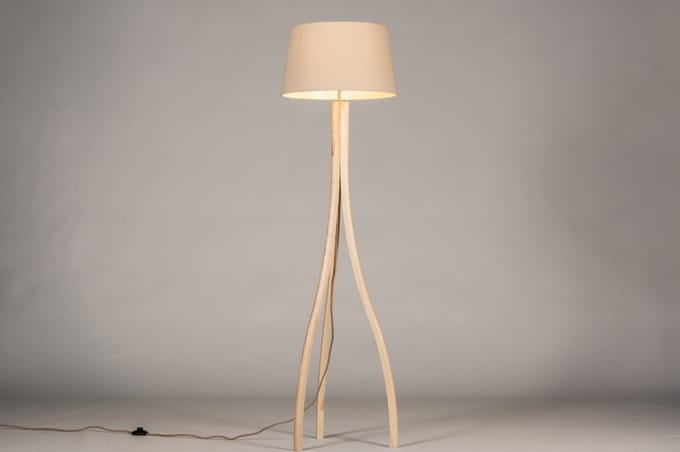 Lumidora Vloerlamp 31059 - ORLANDO - E27 - Beige - Hout - Zand - ⌀ 45 cm