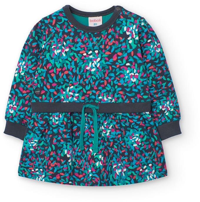 Boboli Fleece Printed Lang Mouw Jurk Veelkleurig 12 Months Meisje
