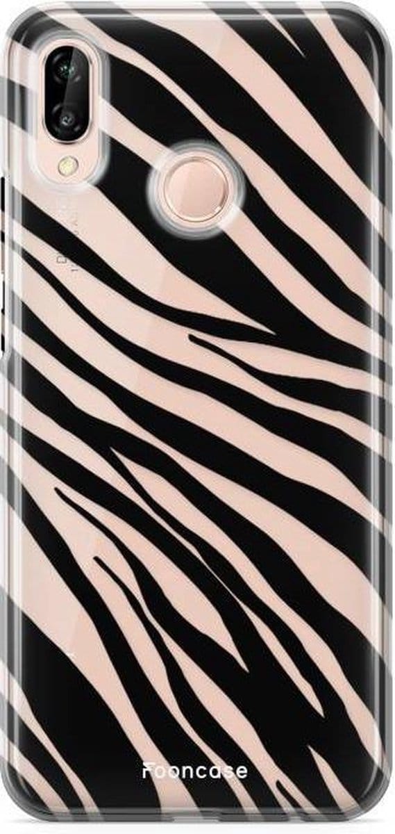 Fooncase Hoesje Geschikt voor Huawei P20 Lite - Shockproof Case - Back Cover / Soft Case - Zebra print